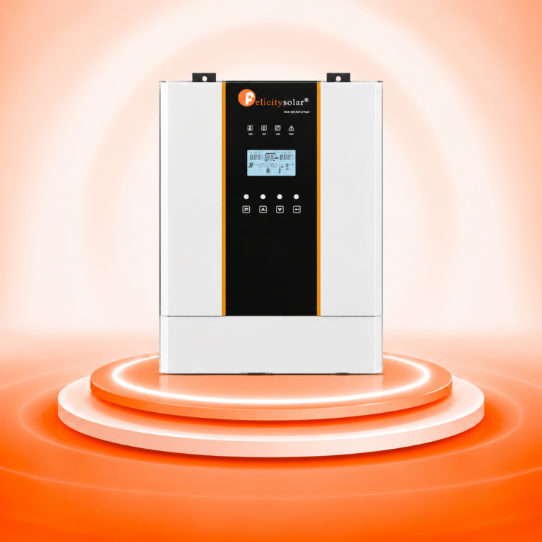 Inversor solar sobre pedestal futurista