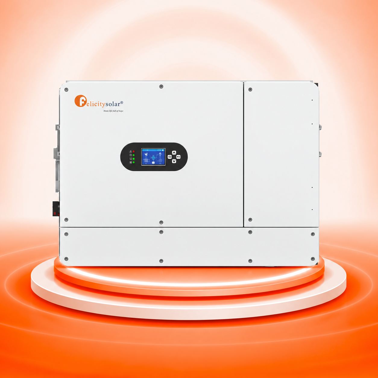 Inversor Felicitysolar en pedestal naranja